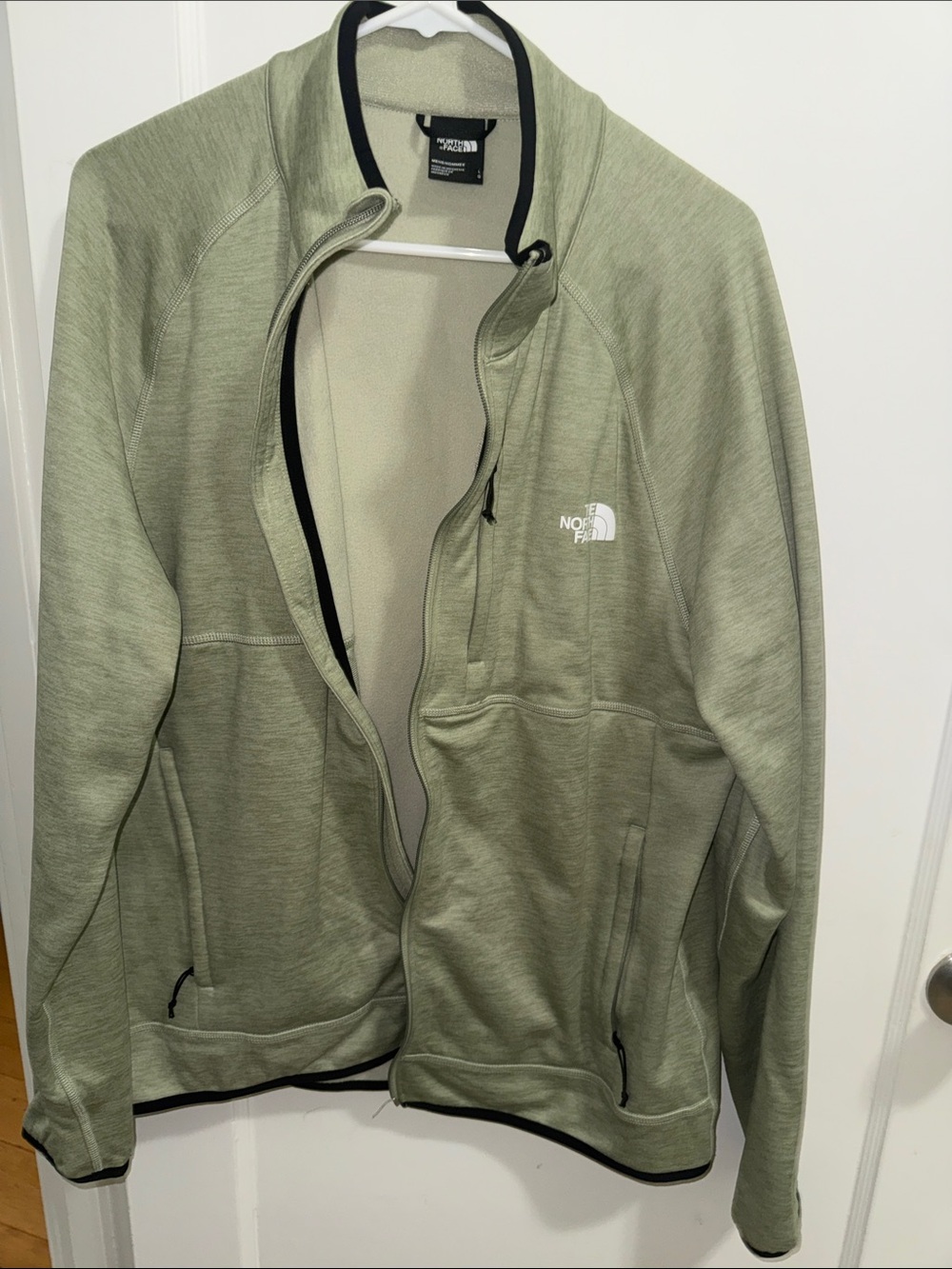 The North Face Men's Light Sage Green Zip-Up Fleece Jacket